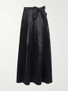 BALENCIAGA Bow-embellished stretch-velvet maxi skirt | NET-A-PORTER Black Satin Skirt For Cocktail Occasions, Silk Black Party Skirt, Black Luxury Long Skirt, Luxury Skirt For Gala, Luxury Black Long Skirt, Luxury Long Black Skirt, Black Silk Skirt For Gala, Luxury Silk Skirt For Party, Luxury Black Skirt For Cocktail Events