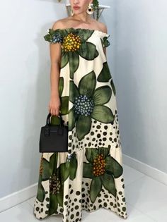 Vacation Jumpsuit, Inexpensive Dresses, Outfit Inspiration Women, Cold Shoulder Maxi Dress, Print Jumpsuit, Floral Dress Summer, Types Of Dresses, Trendy Dresses, African Dress