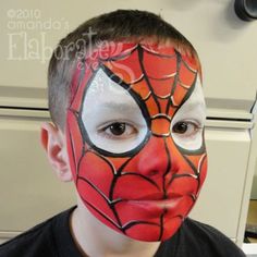 ***Spiderman...Always a hit with the boys. I do a half face which is a bit more comfortable*** Spiderman Face Painting, Spider Man Face Paint, Spider Face Painting, Superhero Face Painting, Face Painting Ideas For Kids, Maquillage Halloween Simple, Sibling Halloween Costumes, Spider Face