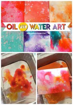 oil and water art project for kids to do with the kids in their home or school