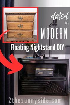 an old dresser is transformed into a modern floating night stand diy with 2 easy steps