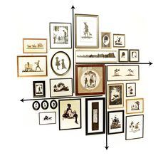 a circle is surrounded by many framed pictures