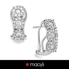 in stock Macy's Diamond Earrings With Accents For Formal Occasions, Elegant Platinum Cluster Earrings For Anniversary, Luxury Wedding Earrings From Macy's, Formal Halo Cluster Earrings Fine Jewelry, Formal Halo Cluster Earrings, Macy's Diamond Accented Earrings For Wedding, Macy's Diamond Accent Wedding Earrings, Macy's Wedding Earrings With Prong Setting, Cluster Earrings With Prong Setting