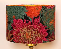 a lampshade with flowers painted on it