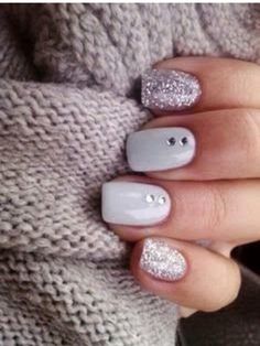 :) Nine Inch Nails, Easy Nails, Nail Polish Trends, White Nail Art, Shellac Nails, Trendy Nail Art, Winter Nail, Nail Designs Glitter, Gel Nail Designs