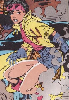 an old comic book cover with a woman in yellow jacket and pink bandanna on her head