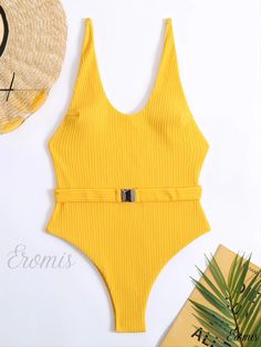 Eromis - Womens Rib-Knit One Piece Swimsuit: Tummy Control, High Cut, Backless & Solid Color Bathing Suit - Elegant Swimwear & Clothing Selection Swimsuit 2022, Female Swimwear, Elegant Swimwear, One Piece For Women, High Cut, Bathing Suit, Womens Swimwear, Summer Beach, One Piece Swimsuit