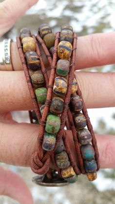 Indian Head Rustic Triple Wrap Bracelet by offbeadinpathneosho Artisan Wrap Bracelet With Round Beads For Festivals, Artisan Hand Wrapped Wrap Bracelet With Round Beads, Bohemian Adjustable Leather Wrap Bracelet, Bohemian Leather Wrap Bracelet Adjustable, Bohemian Leather Wrap Bracelet, Adjustable, Adjustable Leather Bohemian Wrap Bracelet, Artisan Handmade Wrap Bracelet With Round Beads, Artisan Wrap Bracelet With Round Beads, Artisan Hand-wrapped Wrap Bracelet For Festivals