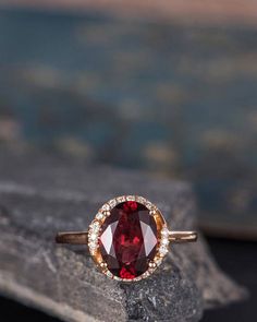 Garnet Engagement Ring Rose Gold Diamond Halo Oval Cut Half Oval Diamond Ring For Valentine's Day Gift, Oval Diamond Promise Ring For Valentine's Day, Valentine's Day Oval Diamond Ring With Prong Setting, Valentine's Day Oval Diamond Promise Ring, Oval Rose Gold Ruby Ring For Anniversary, Oval Diamond Ring For Valentine's Day Wedding, Elegant Oval Diamond Ring For Valentine's Day, Oval Promise Ring For Valentine's Day, Oval Ruby Ring In Rose Gold