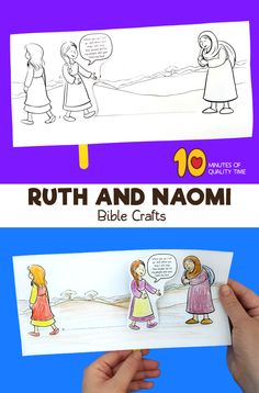 two children's bible crafts with the words ruth and naomi on them