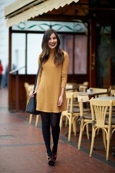 Dress With Stockings Outfit Winter, Semiformal Outfit, Dress With Stockings Outfit Classy, Dress With Stockings Outfit, Semi Formal Outfits, Fall Sweater Dress, Bodycon Outfits, Stockings Outfit, Sweater Dress Outfit