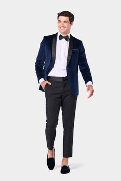 This Navy Velvet Shawl Lapel Tuxedo is perfect for any special occasion. Made from luxurious cotton velvet, it is tailored to fit both comfort and style. Its deep navy hue and traditional lapel will be sure to turn heads. Perfect for weddings or any formal event. Shawl Lapel Tuxedo, Creative Black Tie, Velvet Suit Jacket, Designer Tuxedo, Blue Tux, Tux Shirt, Blazer Wedding, Shawl Collar Tuxedo, White Tux