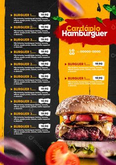 a menu for a hamburger restaurant