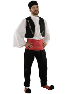 This outfit is imported from Greece and made by the premiere manufacturer of traditional Greek costumes. This traditional dancing costume is a favorite amongst dancing troupes and churches. This outfit ships direct from Greece. Please allow 1-2 weeks for arrival of outfit. This man's costume consists of felt vest, cotton shirt, scarf, fez and cloth belt. (Note:Tsarouchia are sold separately.) Men Sizing Reference: Size USA UK waist cm / inches chestcm / inches XSmall 32 32 74-80 / 29- 31.5 78-82 / 30.5-32 Small 34 34 80-88 / 31.5- 34.5 82-90 / 32-35 Medium 38 38 88-96 / 34.5 -38 90-96 / 35.5-38 Large 40 40 96-102 / 38 - 40 96-104 / 38-41 XLarge 42 42 102-108 / 40 - 42.5 108-112 / 42.5-44 Traditional Fitted Costume For Costume Party, Greece Costume, Felt Vest, Greek Costume, Shirt Scarf, Dancer Costume, Multiple Outfits, Cloth Belt