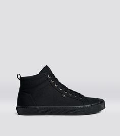 CARIUMA : Women's High Top All Black Suede Sneaker | The OCA High All Black High Tops, Canvas Sneakers Men, Black Canvas Shoes, Canvas Sneakers Womens, Toes Designs, Vintage Suede, Black High Tops, Sneaker Men, Prom Shoes