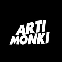 the words arti monki written in white on a black background