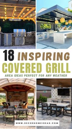 Discover 18 inspiring ideas for designing a covered grill area perfect for any weather. From cozy pergolas and stylish gazebos to innovative retractable roofs, find creative solutions to keep your grilling space functional and enjoyable year-round. Elevate your outdoor cooking experience with these versatile and weatherproof design ideas. Grill Covers Diy, Grill Area Ideas, Shed Gym Ideas, Outdoor Barbeque Area, Shed Gym, Gardening Storage, Grill Canopy, Outdoor Grill Area