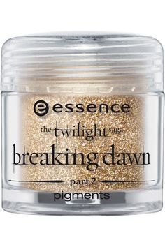 an open jar of glitter with the words breaking dawn on it