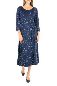 A comfortable 3/4 sleeve midi dress features a wide crew neck and a vibrant print for perfect style.Fit: this style fits true to size. Crew neck. Long sleeves. Slips on over head. Waist tie. Allover print. Approx. 49" length (size S). ImportedAvailable in:. Paisley print (REDBLUMULT). Damask print (BLACK-IVORY). Floral print (RED MULTI, PACIFIC M)This item cannot be shipped to Canada. Fitted Long Sleeve Dress With 3/4 Sleeves For Spring, Casual 3/4 Length Dresses For Fall, Casual 3/4 Length Fall Dresses, Spring Midi Dress With 3/4 Sleeves And Print, Casual Printed Midi Dress With Half Sleeves, Casual Midi Dress With 3/4 Sleeves For Fall, Spring Modest Midi Dress With 3/4 Sleeves, Modest Spring Midi Dress With 3/4 Sleeves, Casual Daywear Dresses 3/4 Length