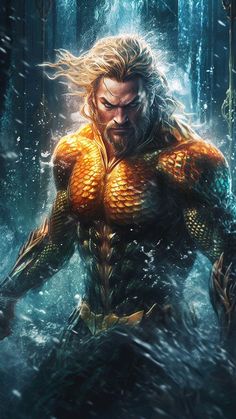 the aqua man is standing in the water with his hands on his hips