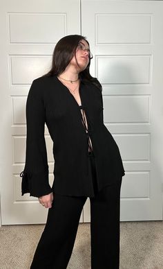 Black textured knit long sleeve cardigan with tie in the middle Pants Fabric, Knit Pants, Textured Knit, Lightweight Knit, Large Black, Knit Top, Carry On, Knitted Fabric, Knit Fabric