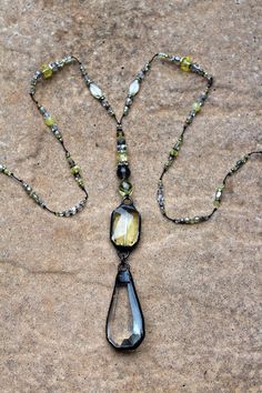 Hand Soldered Crystal Necklace With Yellow Accents - Etsy Handmade Cross Necklace, Rocker Jewelry, Czech Beads Jewelry, Stone Jewelry Necklace, Soldering Jewelry, Freshwater Pearls Earrings, Yellow Accents, Teardrop Necklace, Stunning Necklace