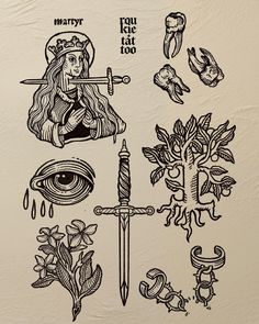 3ème planche de petits flashs à adopter ! Tu peux directement les réserver en message privé ! Ils seront tous postés dans la story « disponible » . . . #montpellierartist #montpellier #montpelliertatouage #montpelliertattoo Medieval Flower Tattoo, Gothic Medieval Tattoo, Medieval Tattoo Ideas, Best Forearm Tattoos, Dna Tattoo, Traditional Tattoo Flash Art