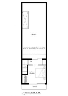 the floor plan for an apartment with stairs and a second story bedroom on one side