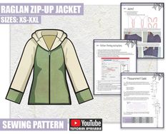 the raglan zip jacket sewing pattern is shown