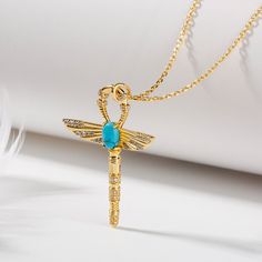 Jeulia "Ankh" Ancient Egyptian Scepter Turquoise Pendant Sterling Silver Necklace - Jeulia Jewelry Egyptian Scepter, Gringotts Vault, Ancient Egypt Jewelry, Aaliyah Aesthetic, Egyptian Jewellery, Egyptian Inspired Jewelry, Jeulia Jewelry, Egyptian Accessories, Symbol Of Wealth