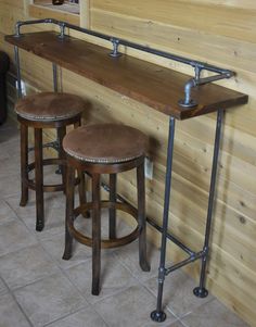 three stools are sitting at the bar