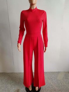 Elegant Stretch Bodysuit Solid Color, Elegant Solid Color Bodysuit For Spring, Elegant Fitted Solid Color Bodysuit, Full Length Party Jumpsuit, Elegant Stretch Suits, Full-length Jumpsuit For Party, Full Length Solid Jumpsuit For Party, Party Full-length Solid Jumpsuit/romper, Elegant Long Sleeve Stretch Suits