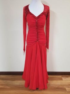 Queen of Hearts Red Stretch Dress For Wedding, Red Dress With Ruched Bodice For Gala, Red Gala Dress With Ruched Bodice, Fitted Red Dress With Ruched Bodice, Red Stretch Dress For Prom Season, Red Fitted Ball Gown Evening Dress, Elegant Ballroom Ball Gown Dress, Red Ruched Party Gown, Elegant Ball Gown For Ballroom