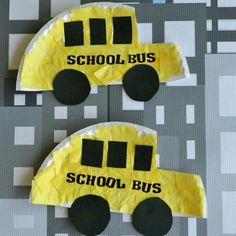 two pieces of paper with the words school bus on them