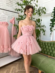 Blushed Rose Mini Dress | Teuta Matoshi Teuta Matoshi, Bridesmaid Saree, Straight Across Neckline, Mini Homecoming Dresses, Tulle Homecoming Dress, Pink Homecoming Dress, Alyce Paris, Party Kleidung, Paris Dresses