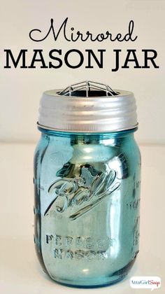 a mason jar with the words mirrored mason jar on it