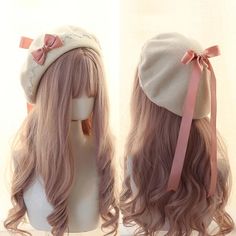 Kawaii Hat, French Beret, Cosplay Hair, Kawaii Hairstyles, Hair Accessories Collection, Pink Hat, Hair Reference, Beret Hat