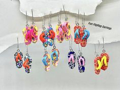 Fun flipflop Earrings.  Summer Earrings dangle and drop for wonderful movement when worn. Colorful, fun, beachy, great for casual or dress.  Purchase more than one pair at this great price. Flipflops are removable from ear wire so ear wires can be worn with other Hoola dangles and charms. If you want more than one look, order the second pair as Hoola only since you will already have the ear wire. Summer Gift Earrings With Ear Wire, Dangle Earrings With Ear Wire For Summer, Multicolor Summer Jewelry For Vacation, Casual Summer Dangle Jewelry, Multicolor Summer Jewelry, Casual Multicolor Jewelry For Beach Party, Summer Trendy Nickel Free Earrings, Casual Dangle Earrings For Beach, Colorful Fun Summer Jewelry