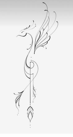 an artistic tattoo design with swirls and arrows