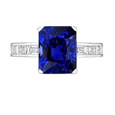 METAL SPECIFICATIONS White Gold 14K STONE SPECIFICATIONS Stone Name : Blue Sapphire and Diamond Stone Cut : Radiant, Princess and Baguette Stone Details : There is one radiant cut sapphire approx. 2.50 carats (Approx. Size 8 x 7 mm) and approx. 0.50 carats of diamonds on the sides. Natural earth mined stones. Color : F/G Clarity : VS1/VVS1 Quality of Sapphire : AAA Sapphire Treatment : Heated Total : Approx. 3 Carats RING SPECIFICATIONS Size : 6.5 (Can ship in any size, please send us a message 3 Carat Ring, Diamond Sapphire Ring, Saphir Ring, Sapphire Diamond Ring, Radiant Cut, Channel Set, Natural Earth, Stone Cuts, 3 Carat