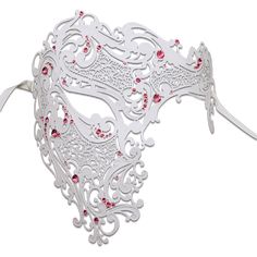 Made for men, can be worn on women as well. This deluxe, venetian-style decor mask features crystals, rhinestones and designs, will surely make you stand out stylishly. All of the masks are hand made and intricately designed offering each a unique flair. Elegant White Masquerade Mask For Carnival, Elegant White Masquerade Mask For Mardi Gras, White Eye Mask For Masquerade, White Masks And Prosthetics For Mardi Gras Gift, White Mardi Gras Masks And Prosthetics For Gift, White Mardi Gras Masks And Prosthetics, Elegant White Eye Mask, White Masquerade Mask For Mardi Gras Gift, White Masquerade Mask For Mardi Gras