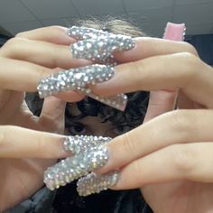 Nails Bedazzled, Punk Nails, Diva Nails, Broken Nails, Goth Nails, Soft Nails, Cute Nail Art, Silver Nails, Hot Nails