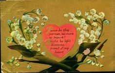 a card with flowers and a heart on it