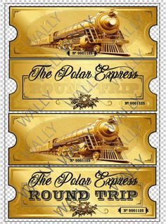 🌟 Polar Express Ticket Personalize it yourself and unique - Magical Journey to the North Pole - Exclusive Digital Edition 🌟 Dimensions: 20cm x 7cm | Format: Digital (PDF) | Style: Front and Back all editable in Canva Description: Immerse yourself in the Christmas magic with our exclusive Polar Express Ticket, an enchanting invitation for an imaginary trip to the North Pole. This detailed replica of the train ticket from the iconic movie "The Polar Express" is perfect for adding a special touch Diy Polar Express Ticket, Golden Ticket Polar Express, Polar Express School Party, Polar Express Ticket Printable Free, Polar Express Golden Ticket, Polar Express Ticket, Polar Bear Express, Polar Express Tickets, Polar Express Christmas Party