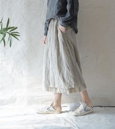 ❤ Highly recommend：This unique oversize skirt with simple pattern is so cool. Our linen A line skirt is so chic it deserves a special place of honor, let it brighten up your summer. ❤Size: Length: 32 Inches（81cm） Waist Adapted: 26 Inches--39 Inches（66cm--98cm） Hips  Adapted  Maximum: 47 Inches（118cm） This long skirt comes in one size but because of the wrap skirt nature, they will fit most sizes. ❤Color：Colors can vary slightly due to individual screen monitors and resolutions.  ❤Washing： Machin Baggy Cotton Bohemian Skirt, Bohemian Baggy Cotton Skirt, Spring Baggy Gathered Skirt, Casual Spring Skirt With Loosely Fitted Hips, Casual Long Skirt With Loosely Fitted Hips, Casual Beige Full Skirt Bottoms, Spring Lagenlook Tiered Skirt, Spring Cotton Skirt With Unfinished Hem, Casual Skirt With Unfinished Hem For Summer