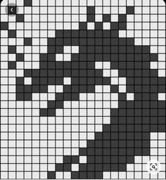 a black and white cross stitch pattern on a tablet computer screen with the text,