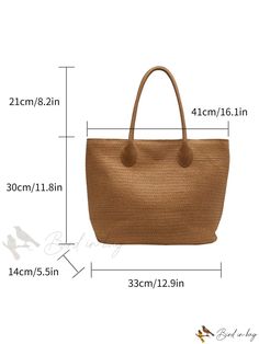 Bird in Bag - Large Beach Tote Shoulder Bag with Straw Accent Trendy Straw Bag For Everyday Beach Use, Trendy Straw Bag For Everyday Vacation Use, Trendy Everyday Straw Bag For Beach Season, Trendy Brown Straw Bag For Vacation, Chic Straw Bag For Everyday And Vacation, Trendy Lightweight Brown Beach Bag, Trendy Brown Lightweight Beach Bag, Casual Everyday Beach Bag For Summer, Casual Brown Shoulder Bag For Vacation