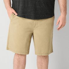 These St. John's Bay men's big and tall long chino shorts are a smart warm-weather essential. Cut from stretch-cotton twill for a mid-rise, they have a flat-front waist, multiple pockets, and a drawstring closure. Style them with a polo shirt or t-shirt.Short Length: Regular = 10” inseam, Tall Length = 11” inseamFront Style: Flat FrontFeatures: Stretch Fabric, Comfort WaistbandClosure Type: DrawstringFit: Regular FitRise: Mid RiseShort Length: Mid LengthFiber Content: 98% Cotton, 2% SpandexFabri Casual Cotton Bottoms For Big And Tall, Casual Big And Tall Short Bottoms, Big And Tall Summer Shorts, Casual Big And Tall Bottoms With Built-in Shorts, Big And Tall Cotton Shorts, Mens Chinos, Mens Big And Tall, Big & Tall, Big And Tall