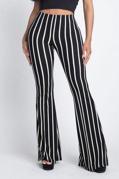 Women's Stripe Flare Pants – BPosh Beauty Bar & Boutique Ms Frizzle, Striped Flare Pants, Bell Bottom Pants, Festival Looks, Goth Outfits, Complete Outfits, Spring Summer Outfits, Grunge Outfits, Business Fashion