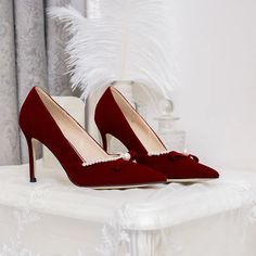 LBSFY - White high heels, women's spring and autumn new style, Xiuhe wedding shoes, red bridal shoes, formal dress single shoes Elegant Red Court Shoes With Round Toe, Elegant Pointed Toe Heels For Banquet, Elegant Red Court Shoes, Elegant Red Low Heel Court Shoes, Banquet Heels With 4-inch Heel And Round Toe, 4-inch Heel Round Toe Heels For Banquet, Chic High Heel Shoes For Banquet, Chic High Heel Wedding Shoes For Banquet, Chic High Heel Heels For Banquet